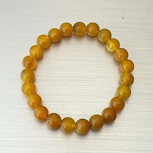 Natural Crystal Yellow Agate 8mm Gemstone Stretch Bracelet 7”